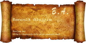 Bencsik Alojzia névjegykártya